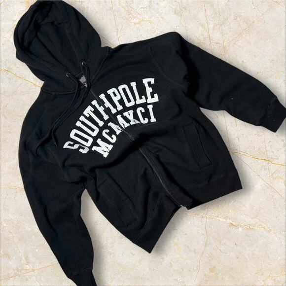 Southpole Men's Hoodie Medium Full Zip Black Vintage Jacket Coat Authentic V03 - Picture 1 of 3
